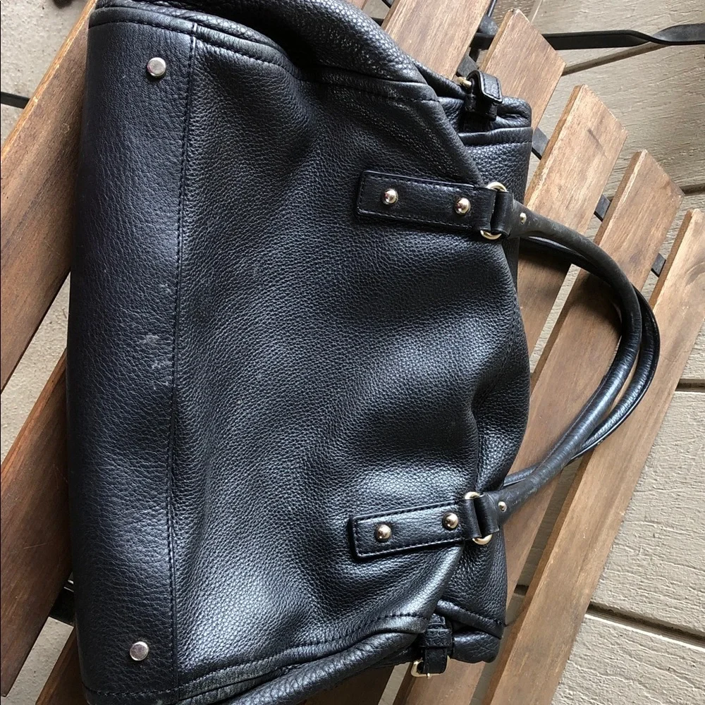kate spade Black Leather Satchel with Gold Hardware